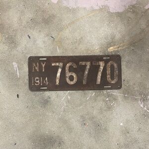 Vintage NY 1914 License Plate